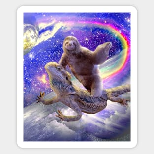 Space Sloth Riding Bearded Dragon Lizard Sticker